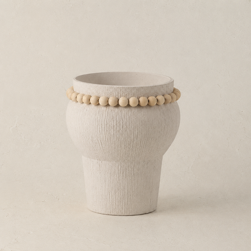 Beige Textured Flower Vase