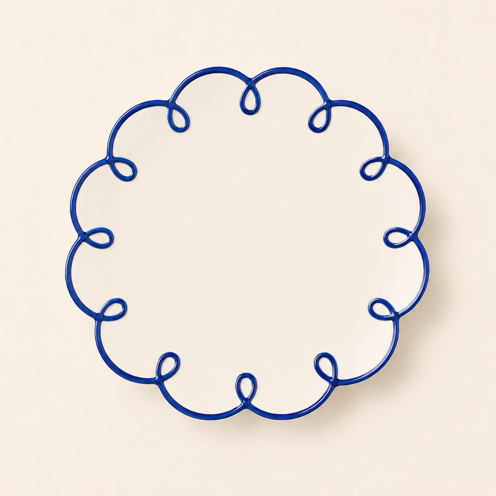  blue plate on a beige background