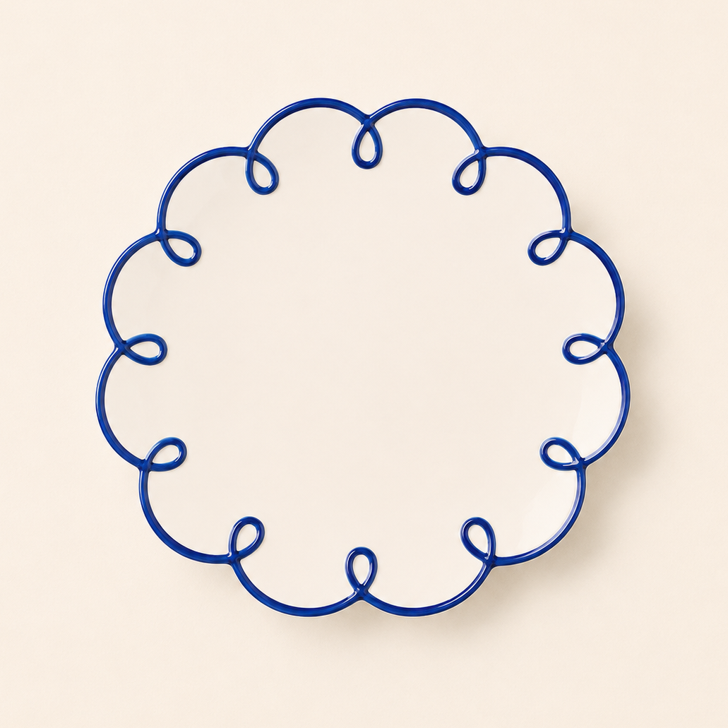  blue plate on a beige background